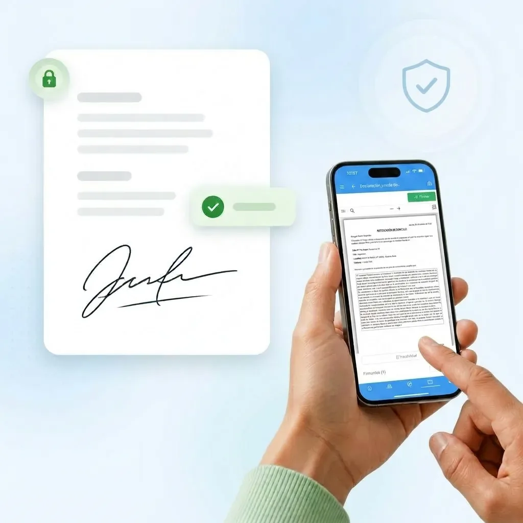 Documento digital con firma electrónica aplicada y check de validación