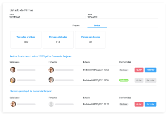 Software de Recursos Humanos - Firma electrónica