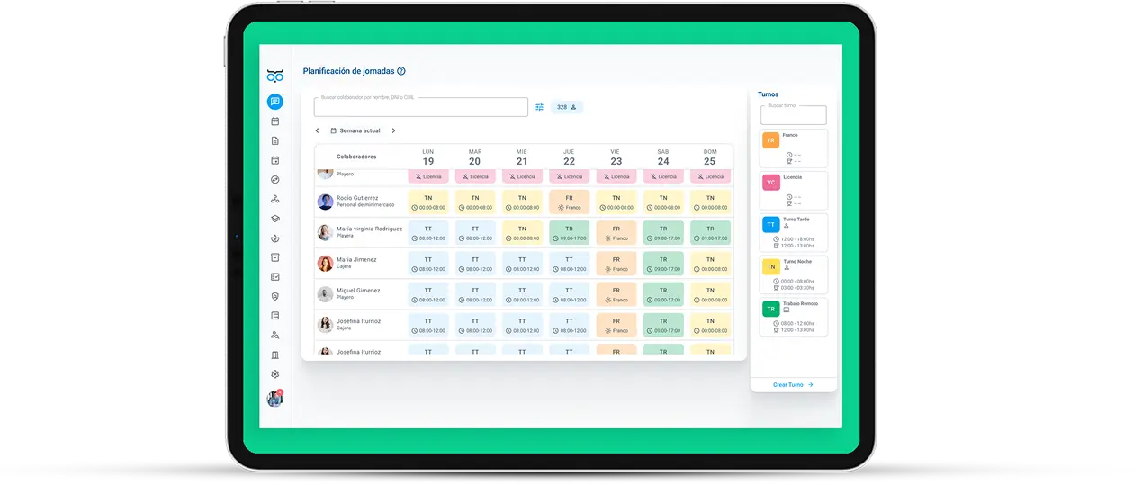 Cuadrante Turnos Rotativos Pantalla iPad